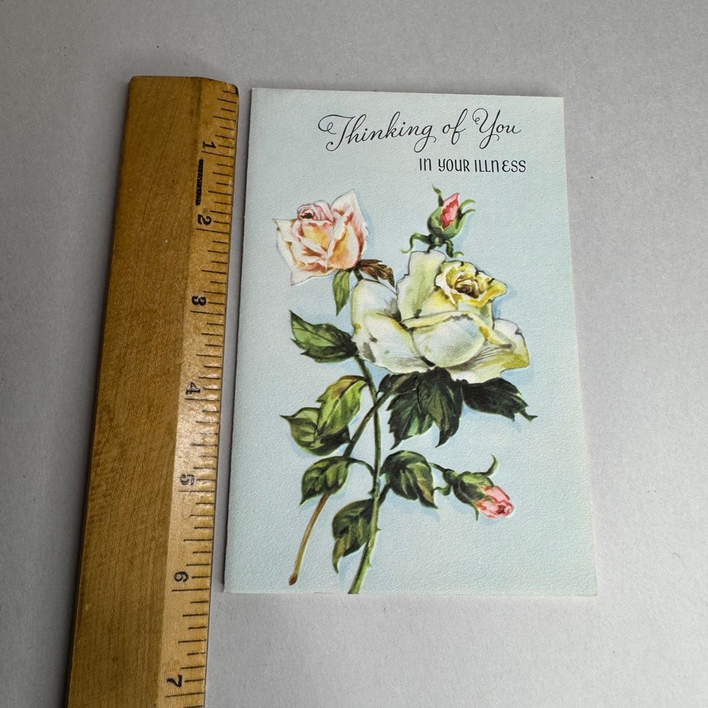 Vintage Sangamon Get Well Greeting Card Thinking of You Floral‎ Roses 5-1329 USA